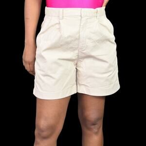 Gap Pleated Khaki Shorts Beige Wicker Walking Elastic Waist High Rise Size 4